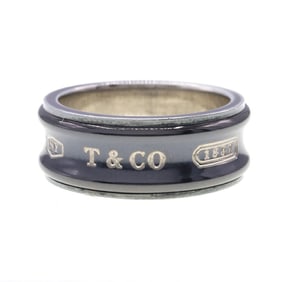 Tiffany & Co. 1837 Black Silver Sterling (925 Silver) Titanium Ring, US Size 8/16, for Men and