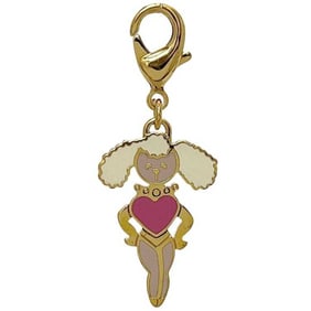 Prada charm ec-24423 in gold metal. Features a poodle, bunny, sheep, heart, and dog motifs.