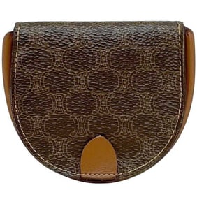 Celine Coin Case ec-24439 Brown Macadam Purse PVC Leather JMB10 CELINE Flap Mini Wallet Compact