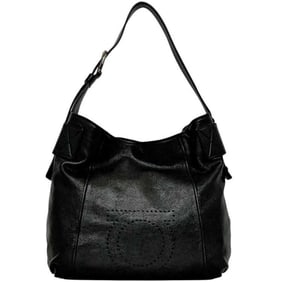 Salvatore Ferragamo shoulder bag ec-24504 black Gancini FZ-21 A815 perforated leather