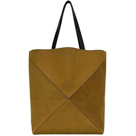 Loewe Fold Tote XL f-24493 Brown Puzzle B933Q18X01 Suede Leather 052417 LOEWE Engraved Foldable Bag