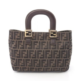 Fendi Zucca handbag, canvas and leather, women's, brown