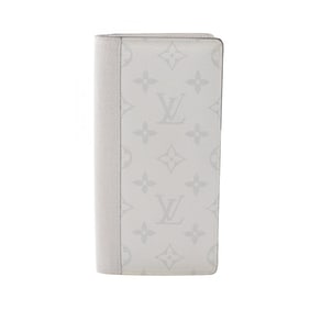 Louis Vuitton Portefeuille Brazza Taigarama Blanc Bifold Long Wallet, Men's, Gray, M30298