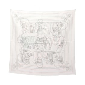 Hermes Hermès Carré 90 Ex-Libris Blode Sangle 25SS Silk Scarf Women's White Multicolor