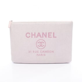 CHANEL Deauville Straw Clutch Bag, Pink, Women's, A80802