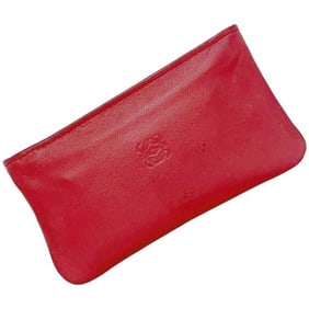 Loewe coin case ec-24509, red Anagram pouch, leather, nappa men's and women's, engraved