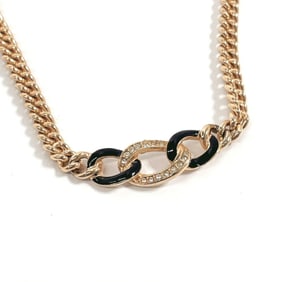 Christian Dior necklace, metal/rhinestone, gold, for women