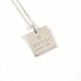 GUCCI Square Plate Necklace in Sterling Silver, Unisex