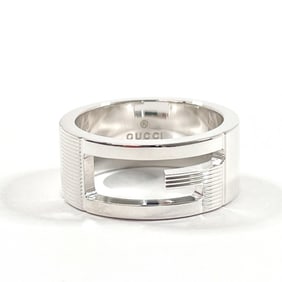 GUCCI Branded Cutout G Ring, Silver, Size 9, Women's