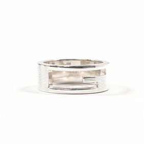 GUCCI Branded Cutout G Ring, 925 Sterling Silver, Size 14, Unisex