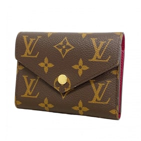 Louis Vuitton Monogram Victorine Tri-fold Wallet M41938 Brown Fuchsia Women's