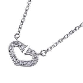 Cartier Women's Necklace, 750WG Diamond C-Heart White Gold, Polished