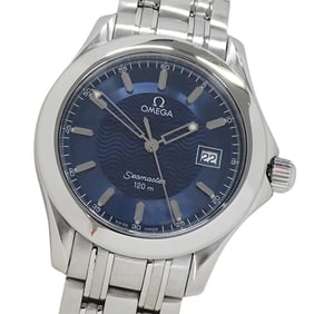 OMEGA Seamaster 2511.81 Men's Watch, 120m, Date, Quartz, QZ, Stainless Steel, Silver, Navy, Polished