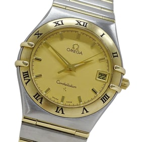 OMEGA Constellation 1212.10 Men's Watch, Date, Quartz, QZ, Stainless Steel, Gold, Yellow Full Bar,