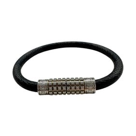 Louis Vuitton Graphite Bracelet for Men and Women, Damier Canvas Digit M6626E, Navy Blue with Silver