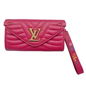 Louis Vuitton Women's New Wave Leather Long Wallet in Freesia M63820 with Strap