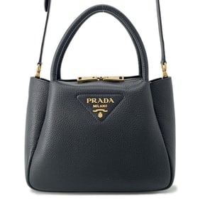 Prada Small Vitello Dino Leather Handbag 1BC145 PRADA 2-Way Shoulder Bag Black