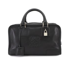 LOEWE Amazona 28 Handbag in Black Leather with Silver Hardware