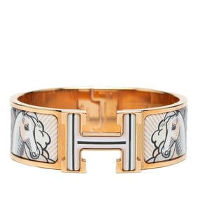 Hermes Hermès Click-Clack H PM Pegasus Pop Bracelet in Gold, White, and Multicolor Plated for Women