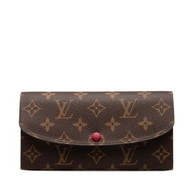Louis Vuitton Monogram Portefeuille Emily Long Wallet M60697 Brown, Fuchsia, and Pink Leather