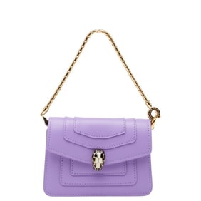 BVLGARI Serpenti Forever Business Card Case/Card Case Pouch Purple Leather Women's