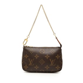 Louis Vuitton Monogram Mini Pochette Accessory Pouch Handbag M58009 Brown Leather Women's LOUIS