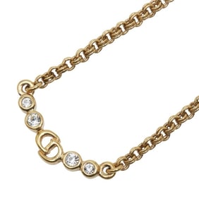 Christian Dior Dior CD logo necklace in gold with rhinestones for women.