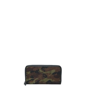 Prada Camouflage Round Zip Long Wallet in Khaki Black Nylon and Leather for Men