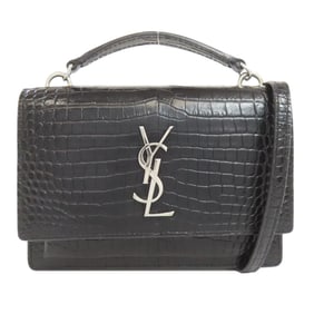 Yves Saint Laurent Chain Wallet, Embossed Calfskin, Women's