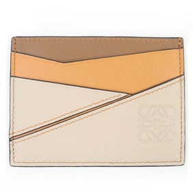 LOEWE Puzzle Plain Card Holder with Anagram Engraving, Brown Leather, Business Holder/Card Case,