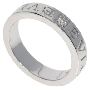 Bvlgari Double Logo 1P Diamond Ring in 18K White Gold for Women