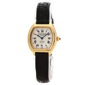 Cartier W15X7456 Tonneau 150th Anniversary Model Watch, 18K Yellow Gold, Leather, Women's