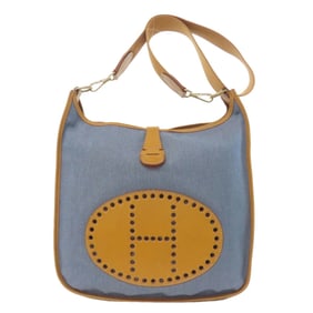 Hermes Hermès Evelyne GM Gold Hardware Shoulder Bag in Denim and Calfskin for Women