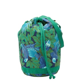 Hermes Botanical Bird Crossbody Shoulder Bag in Green and Blue Cotton for Women