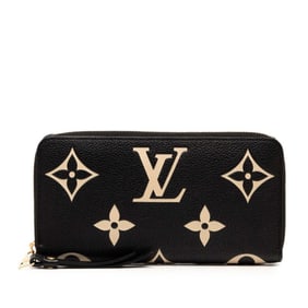 Louis Vuitton Monogram Empreinte Zippy Wallet, Round Zipper Long Wallet M80481, Noir, Black, Beige