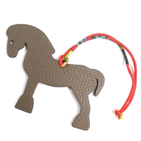 HERMES Petit H Hermie Horse Leather Bag Charm, Brown and Violet, Made in France, Women's