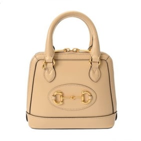 GUCCI Mini Horsebit 1955 Top Handle Bag, Beige, 640716, Women's Calfskin Handbag, AB Grade,