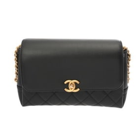 CHANEL Matelasse Chain Shoulder Bag, Black, Women's Leather, AB Grade, Pre-owned, Ginzo