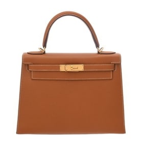 HERMES Kelly 28, Outside Stitching, Gold, A Stamp (circa 2017), Women's Box Calf Scarf, 2-Way Bag,