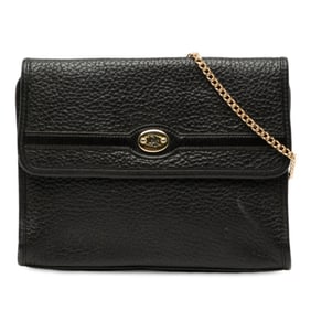 Christian Dior Dior logo crossbody chain shoulder bag in black and gold leather for women.
