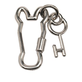Hermes Hermès Clé Cheval Mousqueton snap hook keychain key ring in silver metal for women.