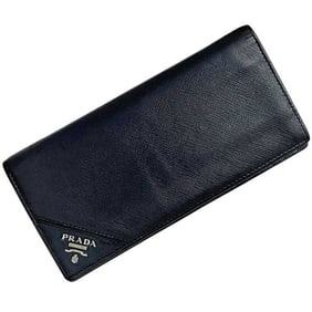 Prada bifold long wallet ec-24533 navy 2MV836 Saffiano leather size 42 PRADA blue triangular plate