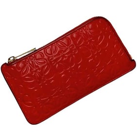 Loewe coin case ec-24453, red, repeat anagram pattern C499Z40X04, L-shaped, leather, embossed,
