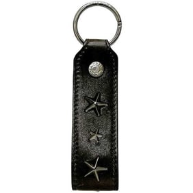 Jimmy Choo Key Ring ec-24568 Gray WARWICK BLS Star Leather JIMMY CHOO Studded Keychain for Men and