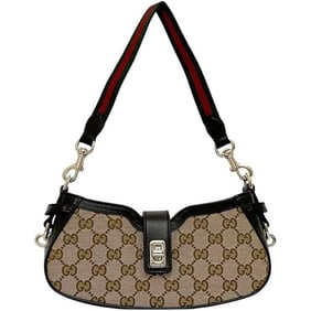 Gucci Moonside Shoulder Bag f-24565 Beige Brown GG Canvas Sherry 786015 Unused Leather 525040 GUCCI