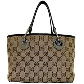 Gucci Mini Handbag f-24526 Beige Brown 120844 Canvas Leather 002058 GUCCI Tote Bag GG Men's Women's