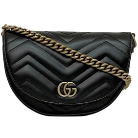 Gucci Chain Shoulder Bag f-24564 Black GG Marmont 746431 Unused Leather 0416 GUCCI Crossbody Flap