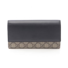 Gucci GG Supreme Bi-fold Long Wallet, Leather, Women's, Beige and Black, 779785