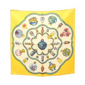 Hermes Hermès Petit Carré 45 "Qu Importe Le Flacon" Silk Scarf for Women, Yellow Multicolor
