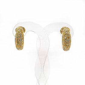 Christian Dior Earrings GP/Rhinestone Gold Women's
